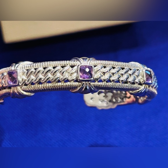 NWOT Judith Ripka Sterling Collection Amethyst Hinged Cuff Bracelet - Picture 10 of 13